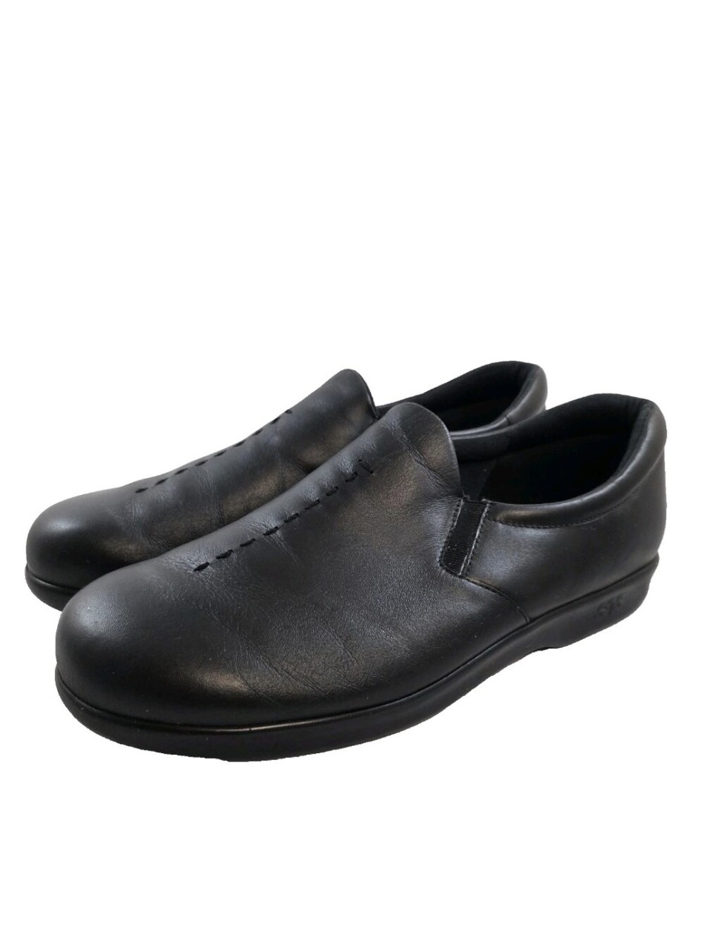 SAS Viva Black Leather Comfort Slip-On Walking Shoes Women's 12WW Wide USA - Picture 4 of 16